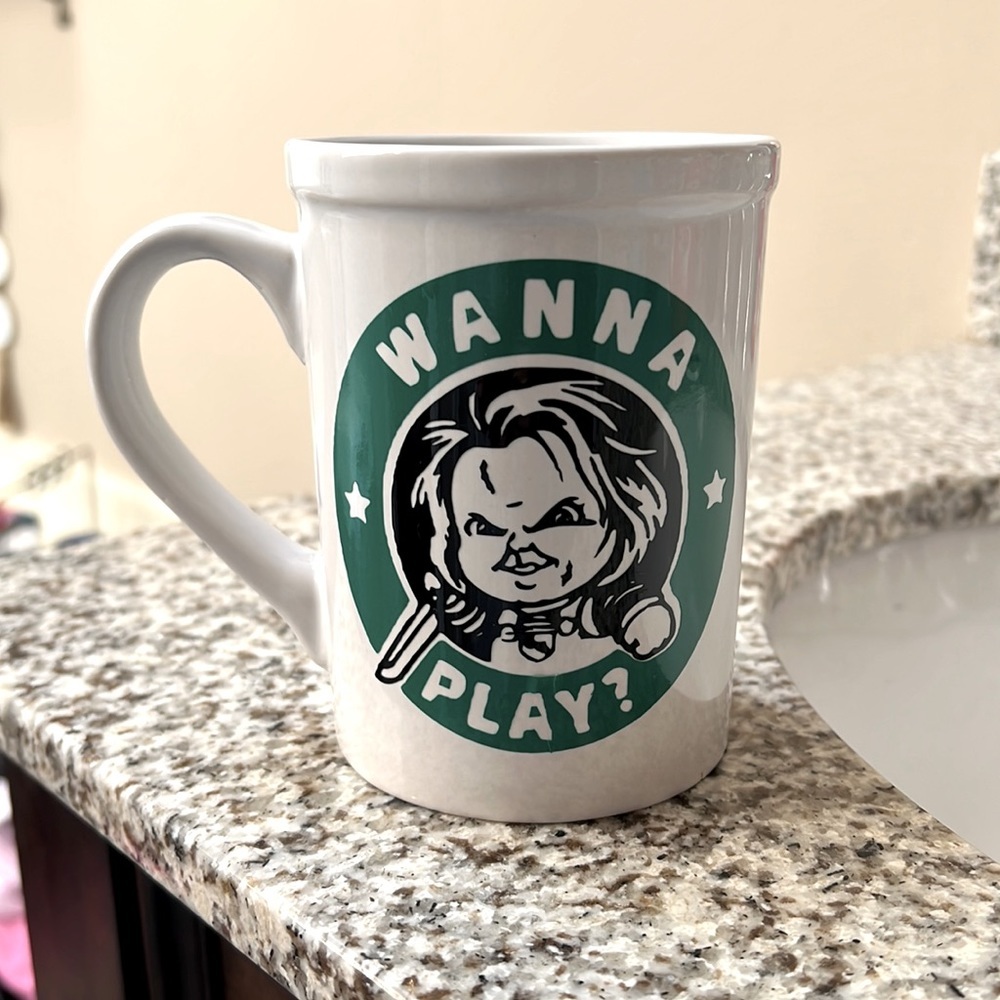 Wanna play? Chuckie coffee mug. Handmade with love